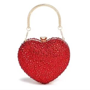 Heart-Shaped Rhinestone Clutch